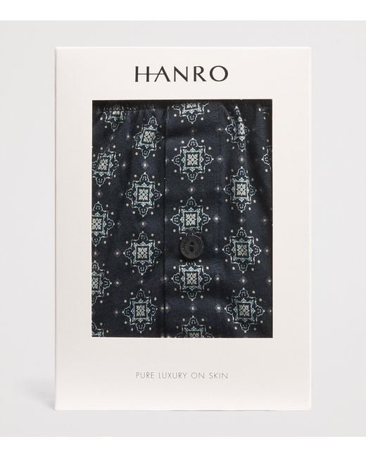 Hanro Blue Cotton Boxer Shorts for men