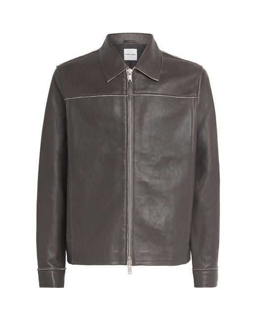 Samsøe & Samsøe Gray Leather Samilton Jacket for men