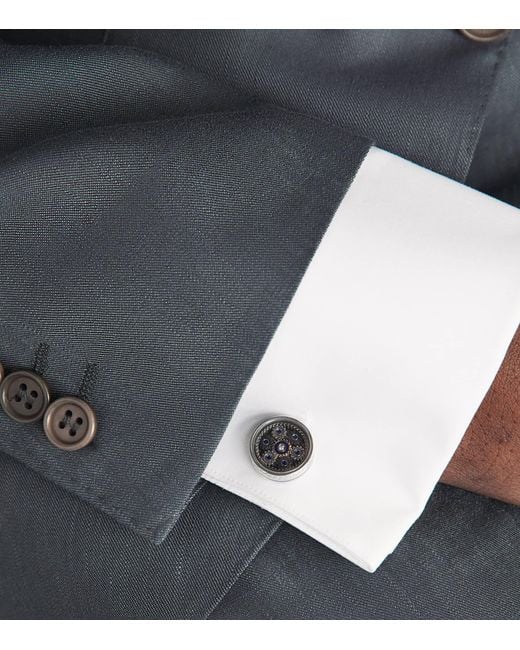 Tateossian White Palladium-Plated Septa Gear Cufflinks for men