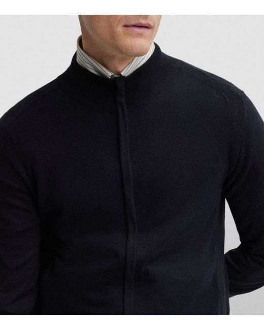 Boss Blue Wool-Cashmere-Silk Cardigan for men