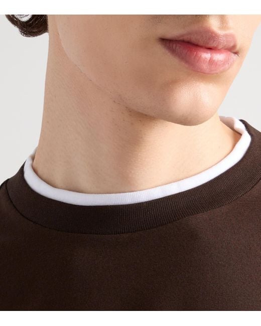 Prada Brown Double-Layer Logo T-Shirt for men