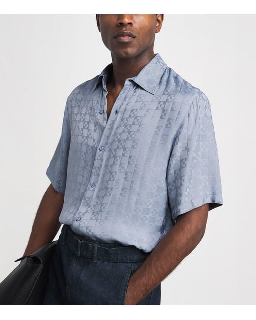 Sandro Blue Jacquard Cross Short-Sleeve Shirt for men