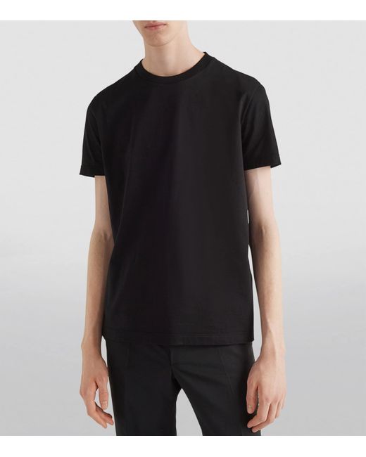 Prada Black Cotton Triangle T-Shirt for men