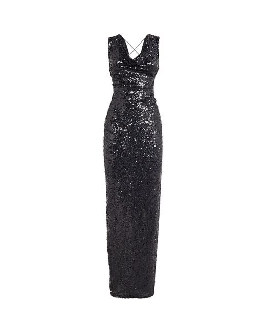 LAPOINTE Black Sequinned Cowl-Neck Gown