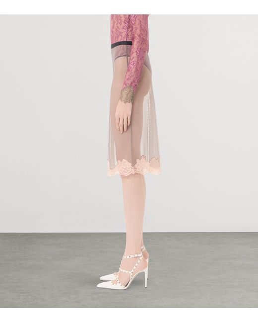 Valentino Brown Jersey Sheer Midi Skirt