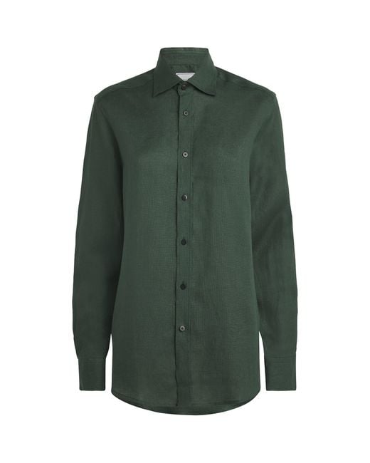 With Nothing Underneath Green Linen The Boyfriend Shirt