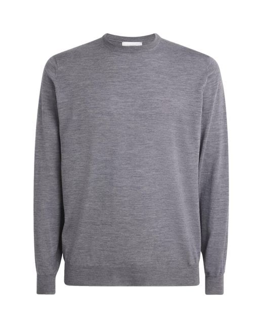 Lardini Gray Virgin Wool Crew-Neck Sweater for men