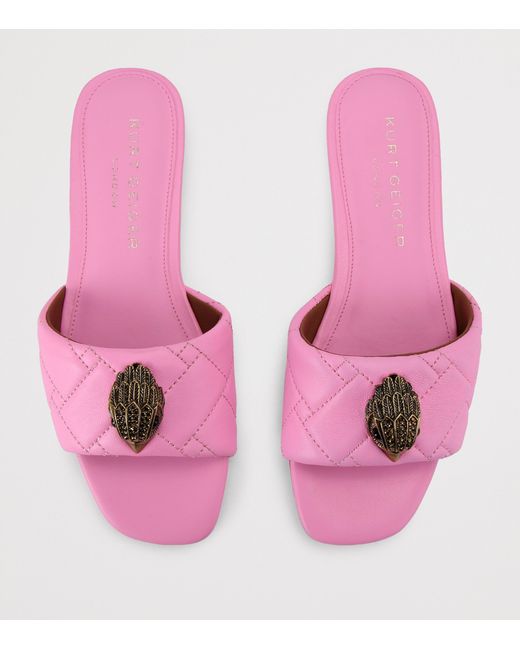 Kurt Geiger Pink Leather Quilted Kensington Sandals