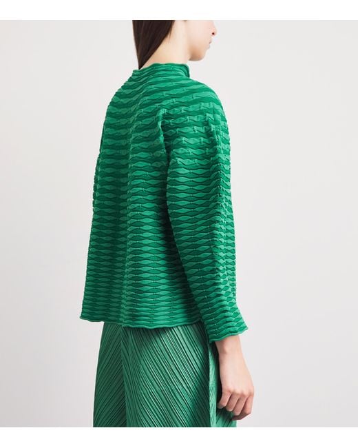 Pleats Please Issey Miyake Green Colourful Mushroom Knit Top