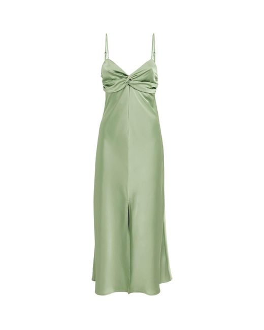 green satin slip dress midi Linda Midi Dress - Green Stripe