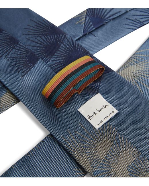 Paul Smith Blue Silk Printed Tie for men