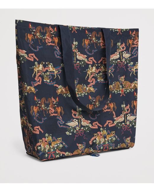 Harrods Blue Great British Pocket Shopper Bag