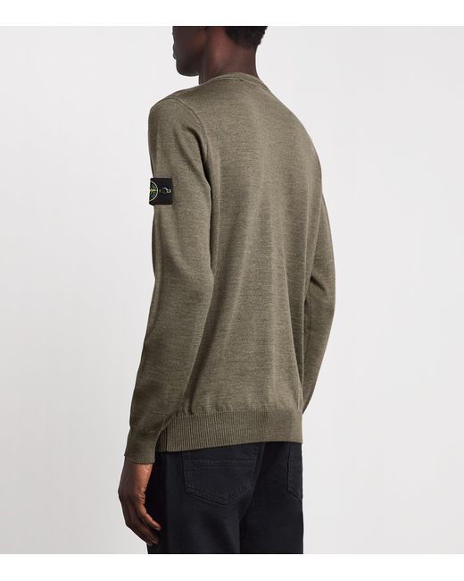 Stone Island Green Compass Logo Sweater for men