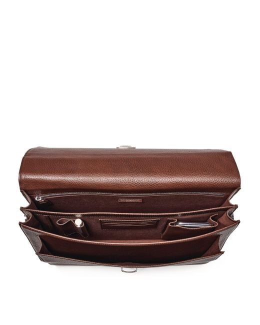 Aspinal Brown Leather City Laptop Briefcase for men