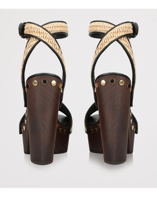Givenchy Brown Raffia Platform Clog Sandals 95