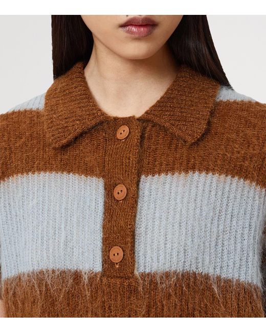 AllSaints Brown Mohair-Wool Clem Polo Sweater