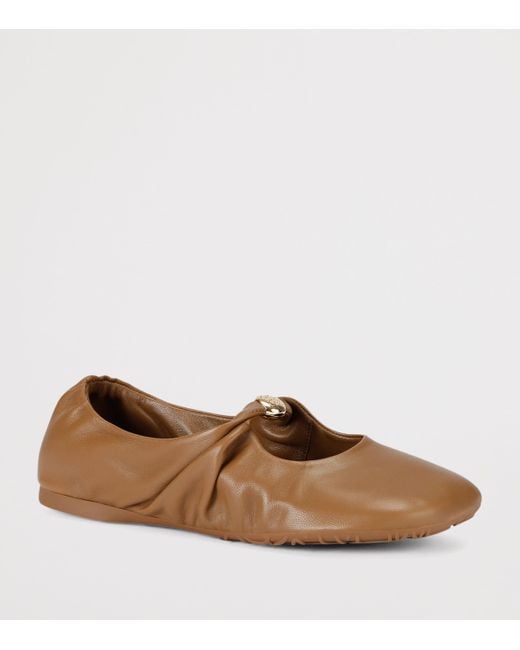 Loewe Brown Leather Pebble Soft Ballet Flats