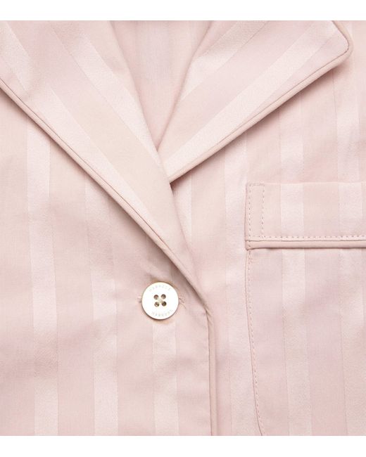 Harrods Pink Cotton Stripe Short Pyjama Set