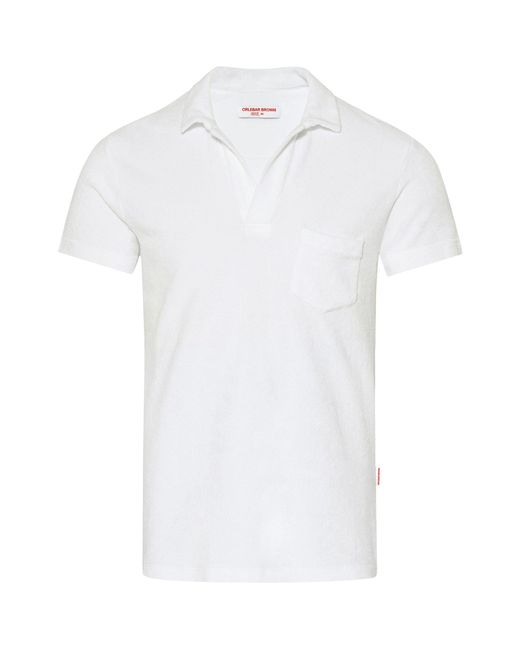 Orlebar Brown White Terry Towelling Resort Polo Shirt for men