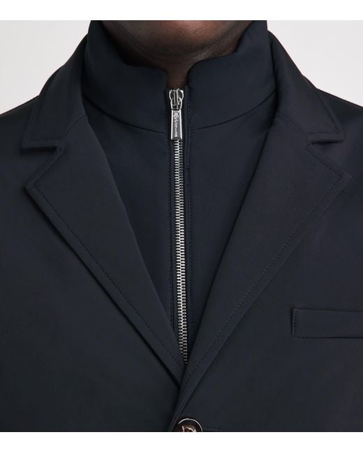 Moorer Blue Layered Borromeo Coat for men