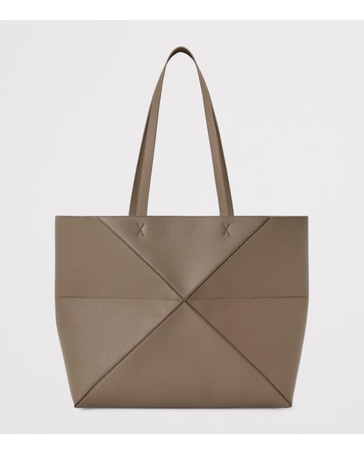 Loewe Brown Medium Leather Puzzle Fold Tote Bag