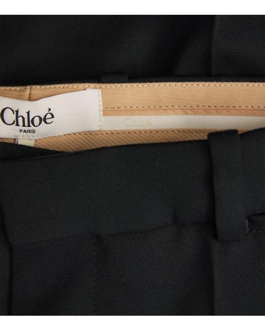 Chloé Black Wool Flared Tailored Trousers