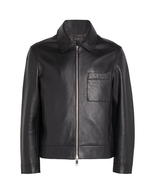 Yves Salomon Black Leather Bomber Jacket for men
