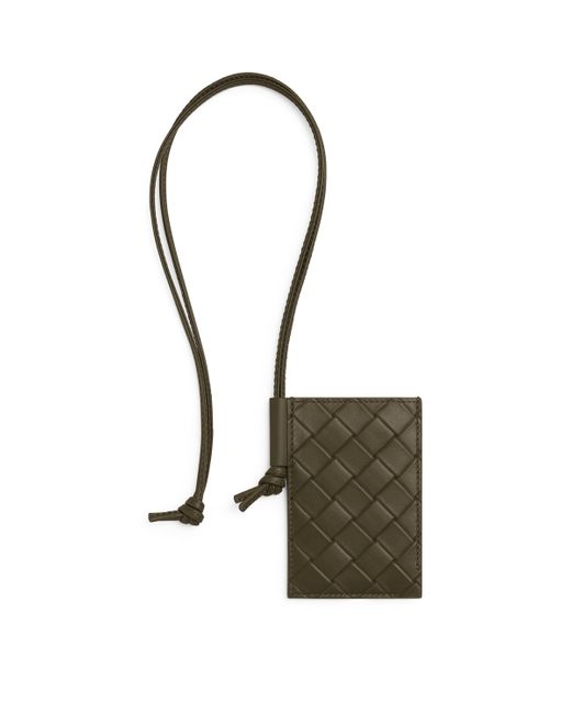 Bottega Veneta Green Leather Intrecciato Badge Holder for men