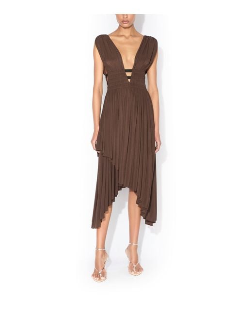 Alaïa Brown High-Low Midi Dress