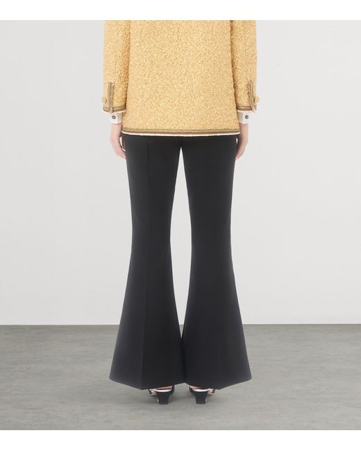 Valentino Black Virgin Wool Flared Tailored Trousers