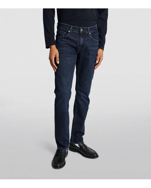 7 For All Mankind Blue Slimmy Stretch Slim Jeans for men