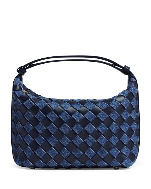 Bottega Veneta Blue Mini Leather-denim Wallace Top-handle Bag