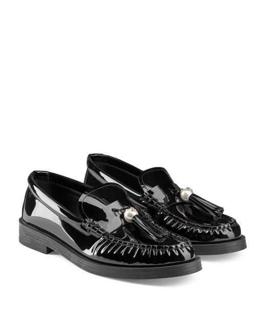 Jimmy Choo Black Patent Leather Addie Loafers