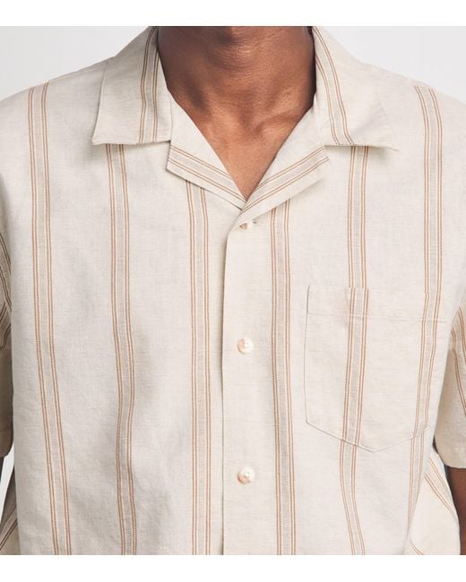 Vince White Cotton-Hemp Stripe Shirt for men