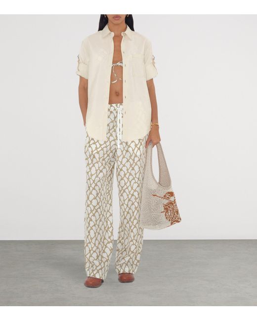 Burberry Natural Silk Knot Print Trousers
