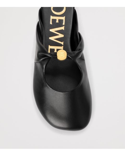 Loewe Black Leather Pebble Mules