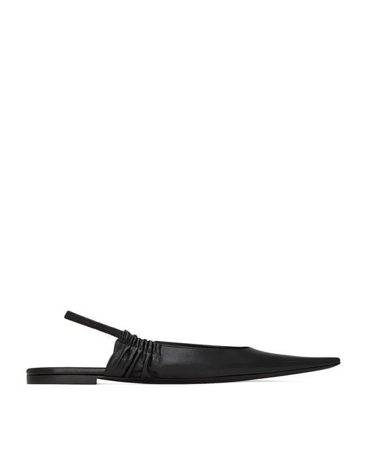 Saint Laurent Black Leather Anne-Marie Slingback Flats