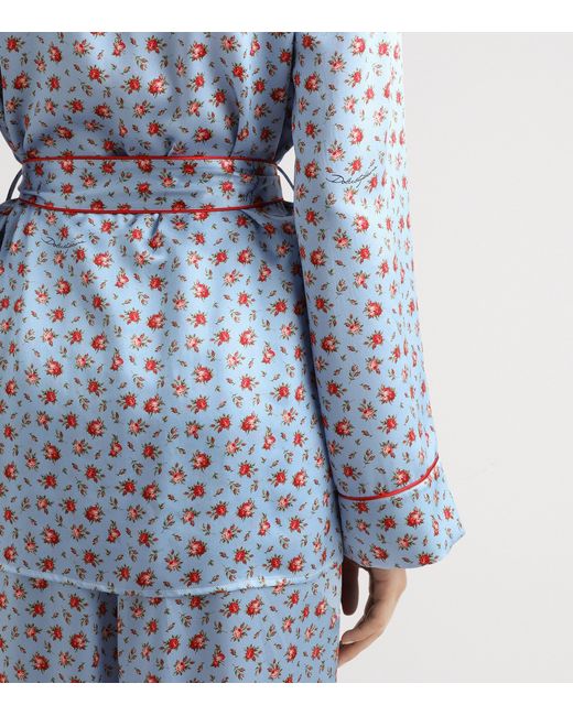 Dolce & Gabbana Blue Silk Floral Shirt