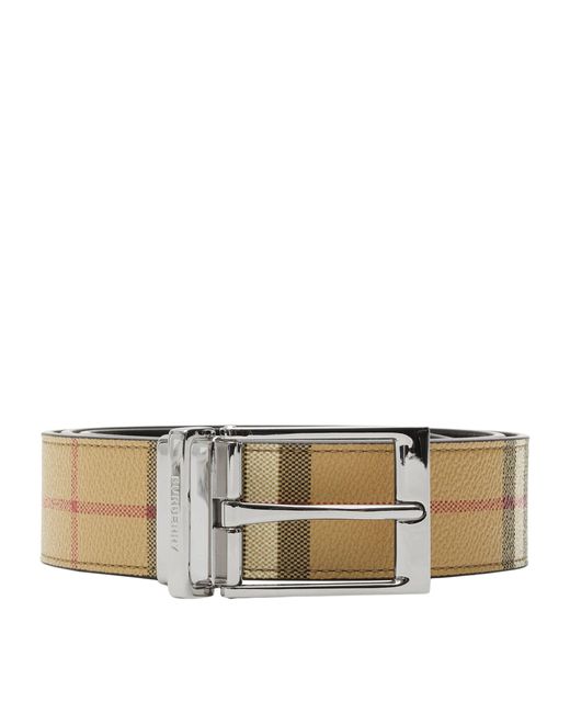 Burberry Natural Leather House Check Reversible Belt for men