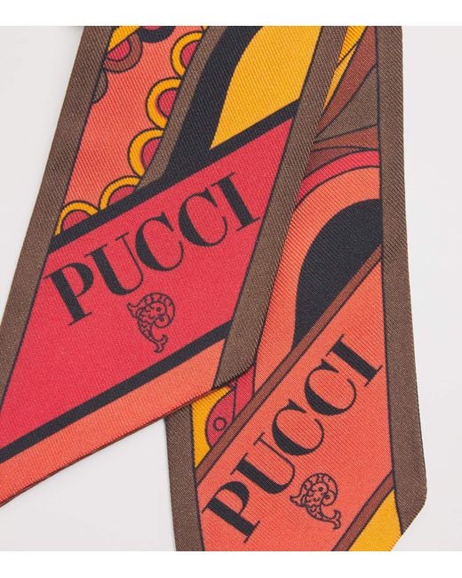 Emilio Pucci Red Silk Printed Scarf