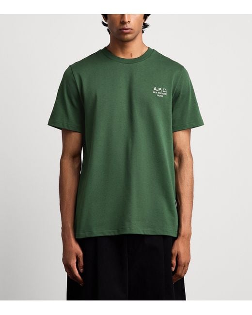 A.P.C. Green Organic Cotton Rue Madame Logo T-Shirt for men