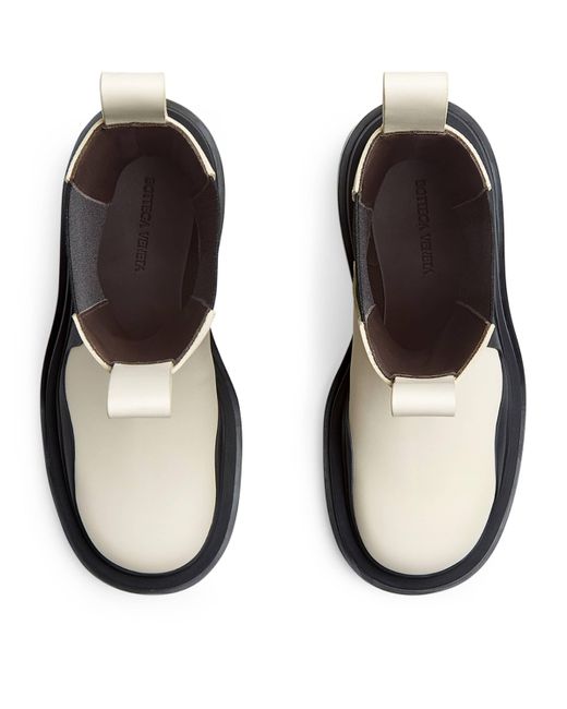 Bottega Veneta Black Leather Tire Chelsea Boots