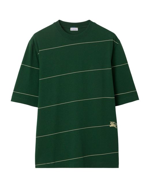 Burberry Green Cotton Striped T-shirt for men