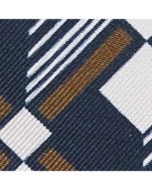 Eton of Sweden Blue Silk Geometric Pocket Square for men