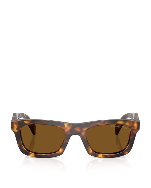 Prada Brown Acetate Rectangular Sunglasses