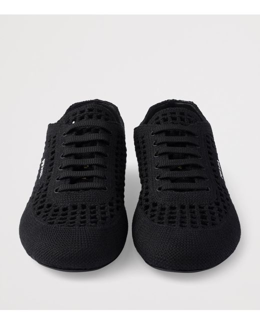 Prada Black Cotton Crochet Collapse Sneakers