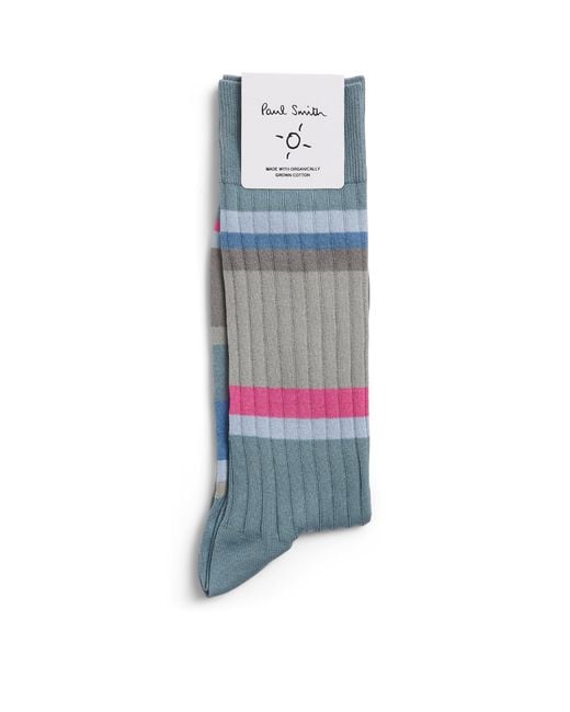 Paul Smith Blue Ribbed Stripe Socks for men
