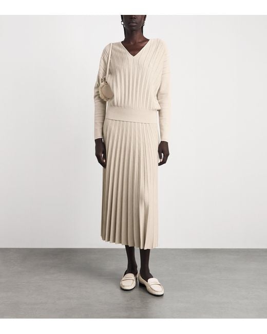 Agnona Natural Plissé Midi Skirt