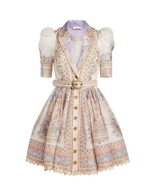 Zimmermann High Tide Mini Dress in Natural | Lyst