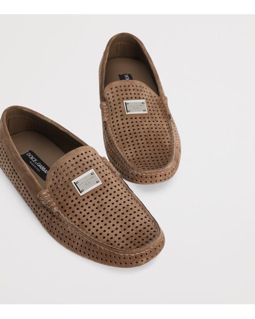 Dolce & Gabbana Brown Calfskin Logo Loafers for men